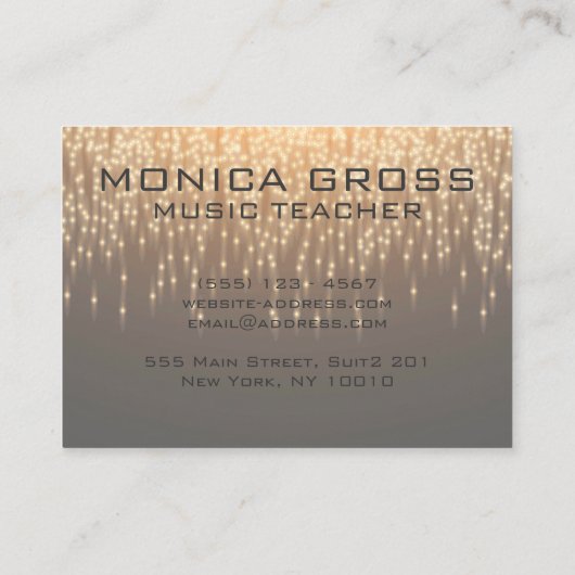 美しいミュージカルノートスパークル紙吹雪 名刺 (裏面)