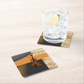 美しいミュージカル抽象芸術バイオリンデザイン スクエアペーパーコースター (インサイチュ)