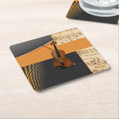 美しいミュージカル抽象芸術バイオリンデザイン スクエアペーパーコースター (アングル)