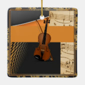 美しいミュージカル抽象芸術バイオリン セラミックオーナメント (裏面)