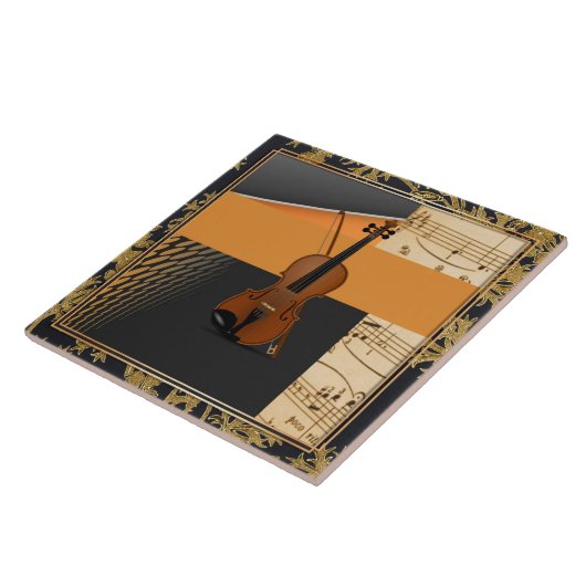 美しいミュージカル抽象芸術バイオリン タイル (側面)