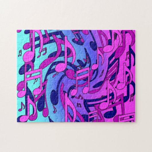 美しいミュージックピンクパープルブルーミュージカル ジグソーパズル (横)