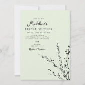 美しいミントとブラックミニマリストブライダルシャワー 招待状 (正面)