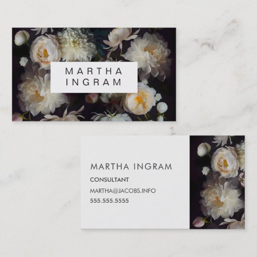 美しいムーディフラワーバラデザイン名刺 名刺 (正面/裏面)