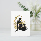 美しいムーンフラワーウーマングリッターイラストレーション ポストカード (スタンド正面)