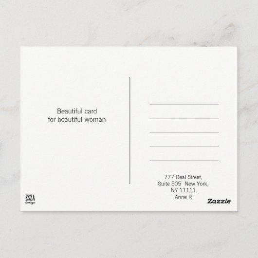 美しいムーンフラワーウーマングリッターイラストレーション ポストカード (裏面)