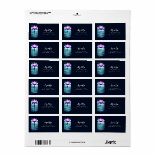 美しいムーンライトピンクのロータスフラワーアドレス ラベル (フルシート)