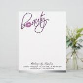 美しいメイクの手紙のヘッダー キラキラ唇 紫 ピンク レターヘッド (スタンド正面)