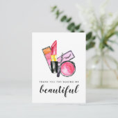 美しいメイクアップアーティストの口紅ありがとう ポストカード (スタンド正面)