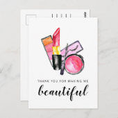 美しいメイクアップアーティストの口紅ありがとう ポストカード (正面/裏面)