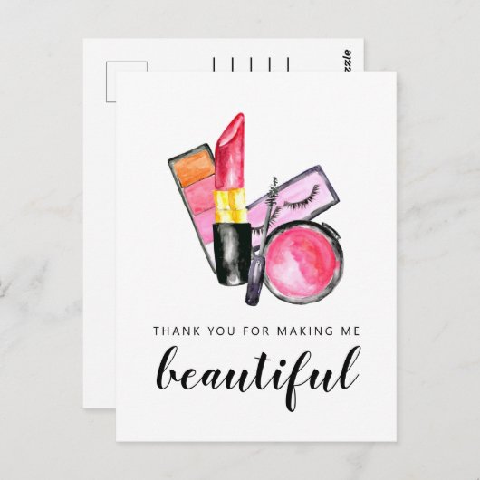 美しいメイクアップアーティストの口紅ありがとう ポストカード (正面/裏面)