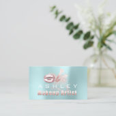 美しいメイクアップアーティストアポイントメントカードアクアピンク 名刺 (スタンド正面)