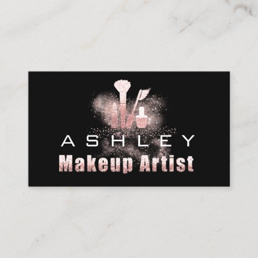 美しいメイクアップアーティストアポイントメントカードグレーピンク 名刺 (正面)