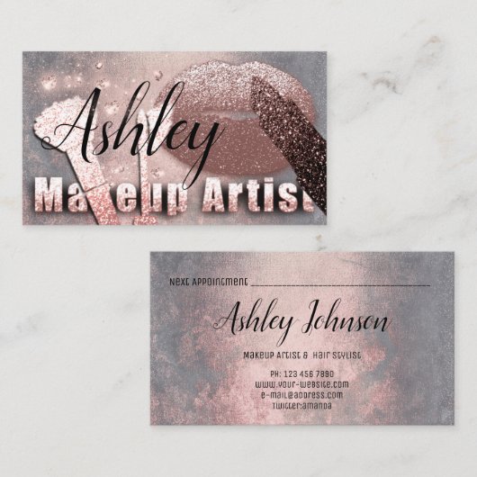 美しいメイクアップアーティストアポイントメントカードバラグライト 名刺 (正面/裏面)