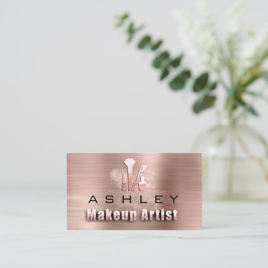 美しいメイクアップアーティストアポイントメントカード赤面バラ 名刺 (スタンド正面)