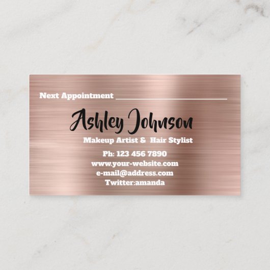 美しいメイクアップアーティストアポイントメントキスバラ金ゴールド1 名刺 (裏面)