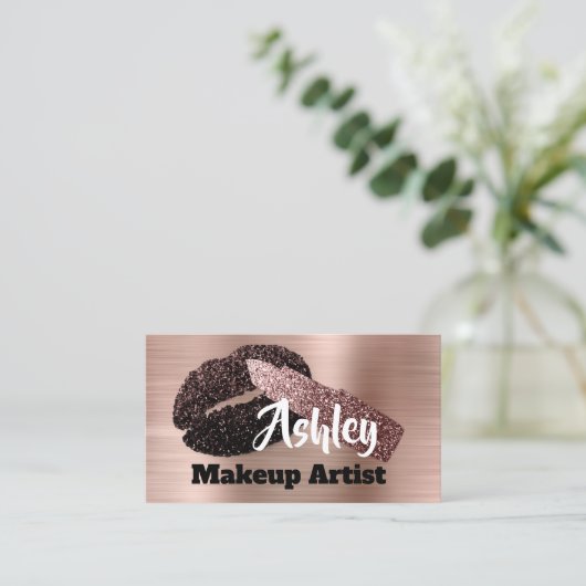 美しいメイクアップアーティストアポイントメントキスバラ金ゴールド1 名刺 (スタンド正面)