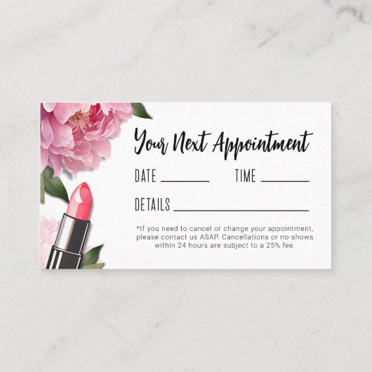 美しいメイクアップアーティストアポイントメント 名刺 (裏面)