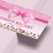 美しいメイクアップアーティストピンクグリッターフローラ 名刺