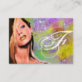 美しいメイクアップアーティストモノグラムイエローブルーサファイア 名刺 (裏面)