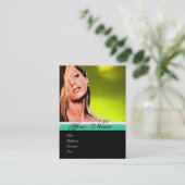 美しいメイクアップアーティストモノグラムグリーントパーズイエロー 名刺 (スタンド正面)