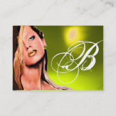 美しいメイクアップアーティストモノグラムグリーントパーズイエロー 名刺 (裏面)