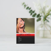 美しいメイクアップアーティストモノグラムグレーブルーサファイア 名刺 (スタンド正面)