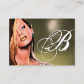 美しいメイクアップアーティストモノグラムグレーブルーサファイア 名刺 (裏面)