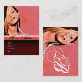 美しいメイクアップアーティストモノグラムピンクトパズイエロー 名刺 (正面/裏面)