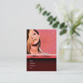 美しいメイクアップアーティストモノグラムピンクトパズイエロー 名刺 (スタンド正面)