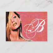 美しいメイクアップアーティストモノグラムピンクトパズイエロー 名刺 (裏面)