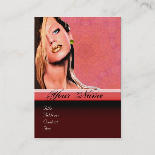 美しいメイクアップアーティストモノグラムピンクトパズイエロー 名刺 (正面)