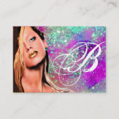 美しいメイクアップアーティストモノグラムピンクブルーサファイア 名刺 (裏面)