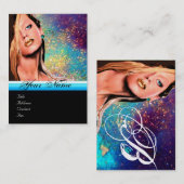 美しいメイクアップアーティストモノグラムピンクブルーサファイア 名刺 (正面/裏面)