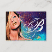 美しいメイクアップアーティストモノグラムピンクブルーサファイア 名刺 (裏面)