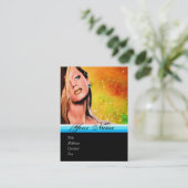 美しいメイクアップアーティストモノグラムブルーイエローサファイア 名刺 (スタンド正面)