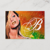 美しいメイクアップアーティストモノグラムブルーイエローサファイア 名刺 (裏面)