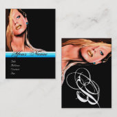 美しいメイクアップアーティストモノグラムブルーサファイアブラック 名刺 (正面/裏面)