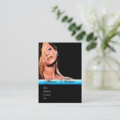 美しいメイクアップアーティストモノグラムブルーサファイアブラック 名刺 (スタンド正面)