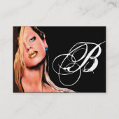 美しいメイクアップアーティストモノグラムブルーサファイアブラック 名刺 (裏面)