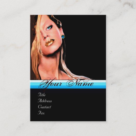 美しいメイクアップアーティストモノグラムブルーサファイアブラック 名刺 (正面)