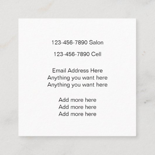 美しいメイクアップアーティスト スクエア名刺 (裏面)