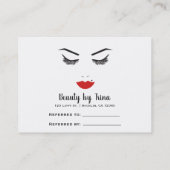 美しいメイクアップ顔まばたき赤い唇の紹介サロン 名刺 (裏面)