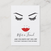 美しいメイクアップ顔まばたき赤い唇の紹介サロン 名刺 (正面)