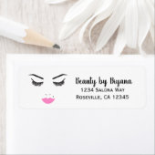 美しいメイクアップ顔ラッシュ&ピンクリップサロン ラベル (インサイチュ)