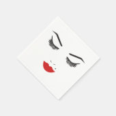 美しいメイクアップ顔ラッシュ&レッドリップサロン スタンダードカクテルナプキン (角)