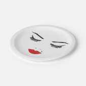 美しいメイクアップ顔ラッシュ&レッドリップサロン ペーパープレート (アングル)