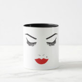 美しいメイクアップ顔ラッシュ&レッドリップサロン マグカップ (中央)