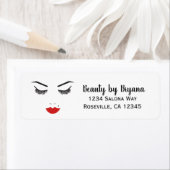 美しいメイクアップ顔ラッシュ&レッドリップサロン ラベル (インサイチュ)