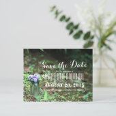 美しいメイソンの瓶の紫色の花は日付を保存 案内ポストカード (スタンド正面)